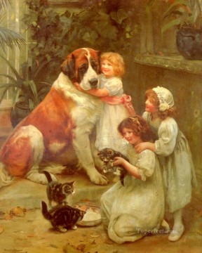 アーサー・ジョン・エルスリー Painting - 家族のお気に入りの牧歌的な子供たち アーサー・ジョン・エルスリー